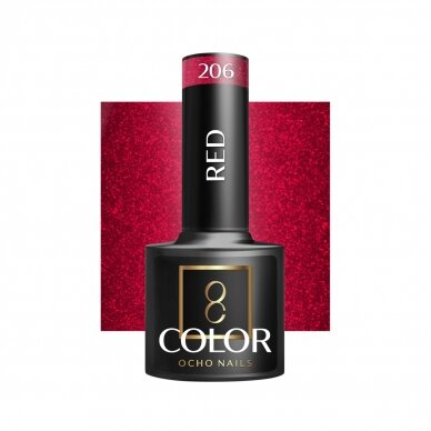 OCHO NAILS стойкий гибридный лак для маникюра  RED 206, 5 г.