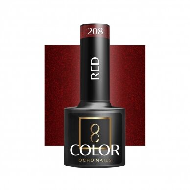 OCHO NAILS long-lasting hybrid nail polish for manicure RED 208, 5 g.