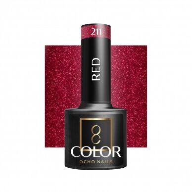 OCHO NAILS стойкий гибридный лак для маникюра  RED 211, 5 г.