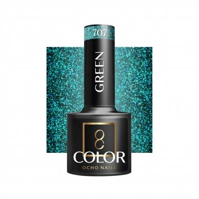 OCHO NAILS long-lasting hybrid nail polish for manicure GREEN 707, 5 g.