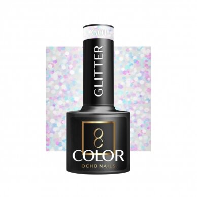 OCHO NAILS Стойкий гибридный лак для маникюра GLITTER G01, 5 г.