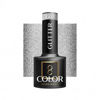 OCHO NAILS Стойкий гибридный лак для маникюра GLITTER G03, 5 г.