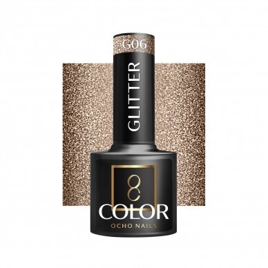 OCHO NAILS Стойкий гибридный лак для маникюра GLITTER G06, 5 г.