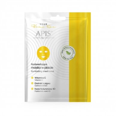 APIS HOME SPA brightening and brightening sheet face mask with vitamin C and hyaluronic acids, 20 g.