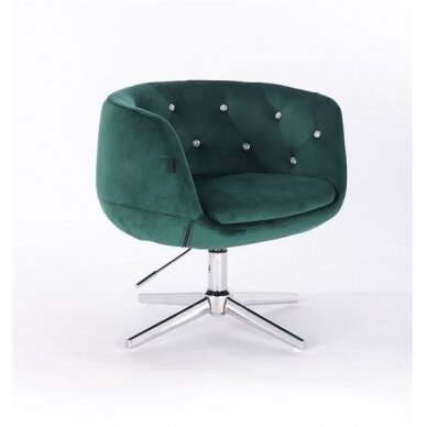 Grožio salono kėdė stabiliu pagrindu HR333CROSS, žalias aksomas