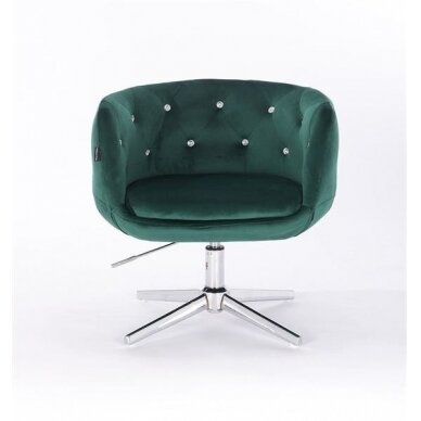 Grožio salono kėdė stabiliu pagrindu HR333CROSS, žalias aksomas 1