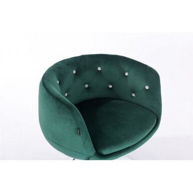 Grožio salono kėdė stabiliu pagrindu HR333CROSS, žalias aksomas 3