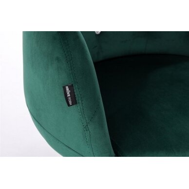 Grožio salono kėdė stabiliu pagrindu HR333CROSS, žalias aksomas 4