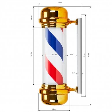 Illuminated plafond barber shop BB-02 gold large 3