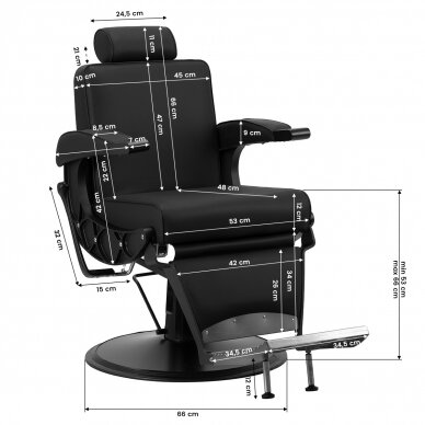 Professional barber chair for hairdressers and beauty salons GABBIANO, black color 15