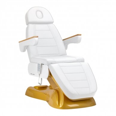 Professional electric cosmetology bed SILLON LUX GOLD 273B (3 motors), white-gold color