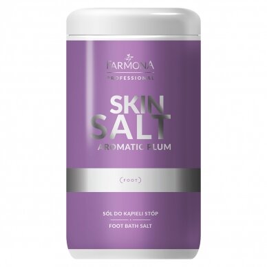 FARMONA aromaterapinė vonelių druska pėdų mirkimui ir minkštinimui pedikiūro metu SKIN SALT PLUM, 1400 g.