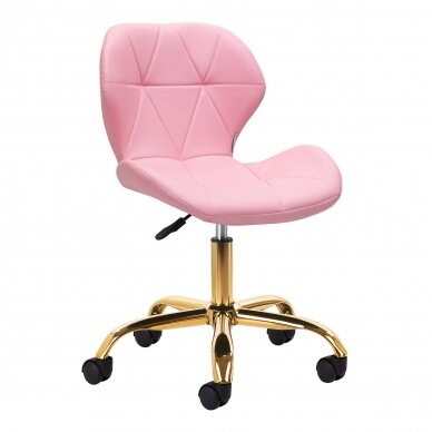 Professional beauty salon chair with wheels QS-06G, pink color