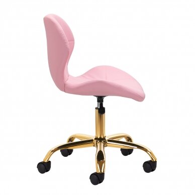 Professional beauty salon chair with wheels QS-06G, pink color 2