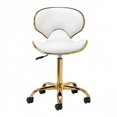 GABBIANO professional craftsman's chair with wheels Q-4599, white and gold color 2