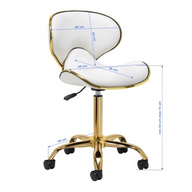 GABBIANO professional craftsman's chair with wheels Q-4599, white and gold color 7