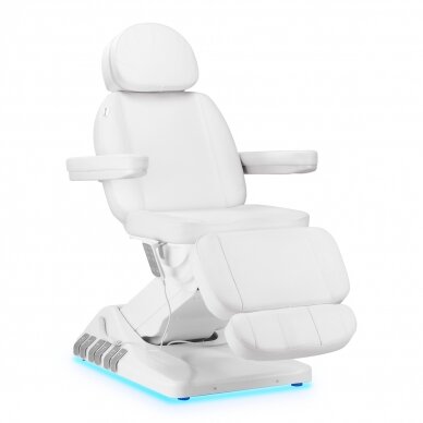 Professional electric recliner-bed for beauticians SILLON LUXURY (3 motors + pedal control), white color