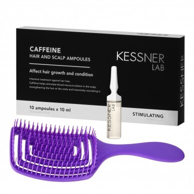 KESSNER LAB hair set: hair brush and ampoules stimulating hair growth with caffeine (10 pcs.)