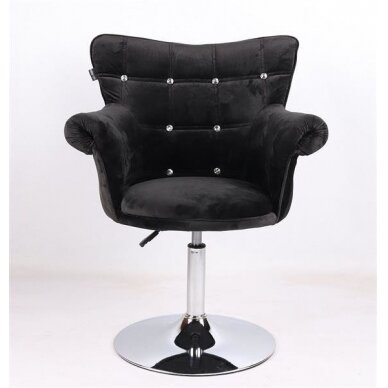 Grožio salono kėdė stabiliu pagrindu HR804CN, juodas aksomas 1