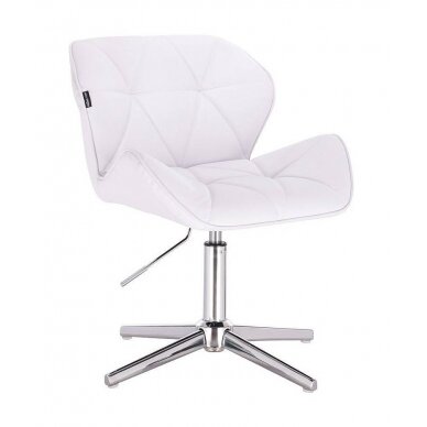 Masters chair for beauticians and beauty salons HR111CROSS with a stable base, white velor