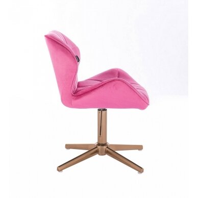 Beauty salon chair with stable base HR111CROSS, pink velvet 1