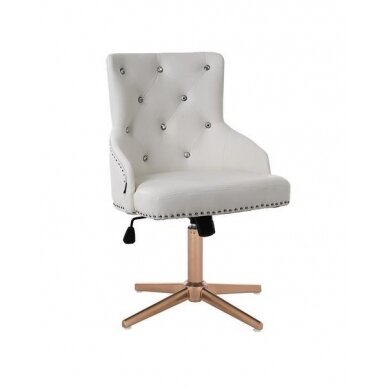 Masters chair for beauty salons and cosmetologists HR654CCROSS, white organic leather