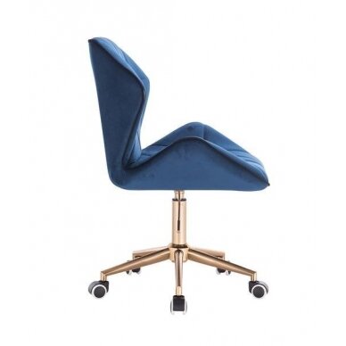 Beauty salon chair with wheels HR212K, blue velvet 2