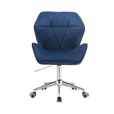 Grožio salono kėdė stabiliu pagrindu HR212K, mėlynas aksomas 1
