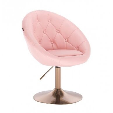 Grožio salono kėdė stabiliu pagrindu arba su ratukais HC8516, rožinė ekologiška oda