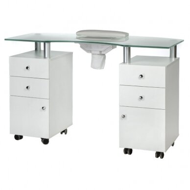 Professional manicure table with dust extractor BD-3453+P, white color