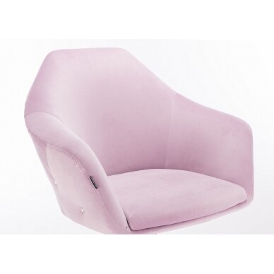 Wide beauty salon chair with silver wheels HR547K, lilac velour 1