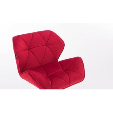 Grožio salono kėdė stabiliu pagrindu HR111CROSS, raudonas aksomas 1