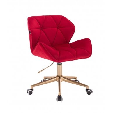 Beauty salon chair with wheels HR111K, red velvet