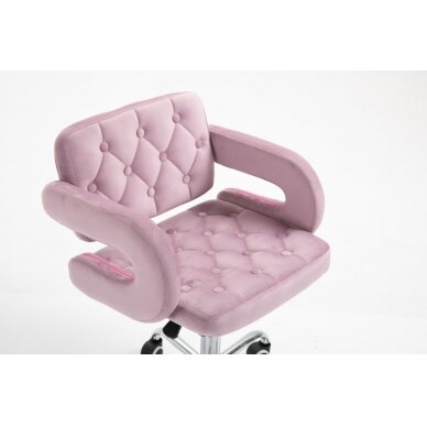 Beauty salons and beauticians stool HR8403K, pink velour 5