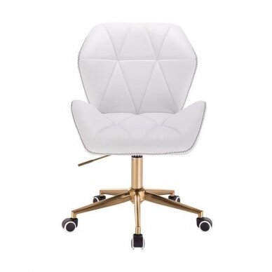 Professional eco leather master chair with gold base and wheels HR212K, white color 1