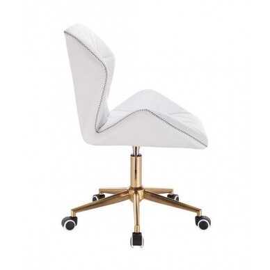 Professional eco leather master chair with gold base and wheels HR212K, white color 2