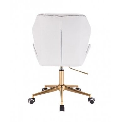 Professional eco leather master chair with gold base and wheels HR212K, white color 3