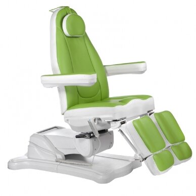 Professional electric podiatric chair-bed for pedicure procedures MAZARO BR-6672C, 3 motors, green color