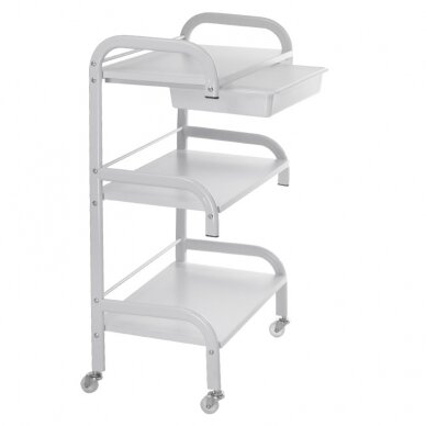 Cosmetic trolley with wooden shelves NG-ST026, white color 1