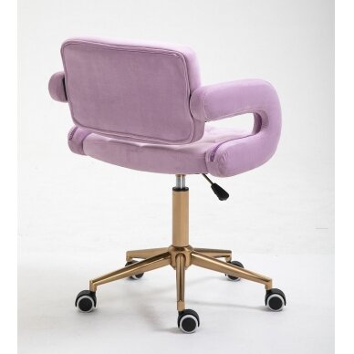 Professional beauty salon chair with wheels HR8403K, lilac velor 2