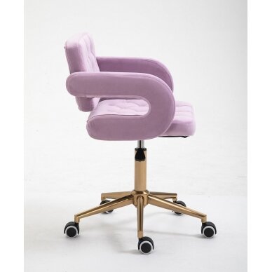 Professional beauty salon chair with wheels HR8403K, lilac velor 1