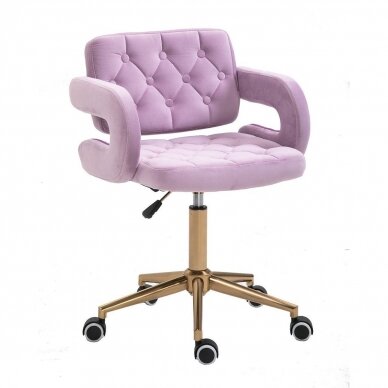 Professional beauty salon chair with wheels HR8403K, lilac velor