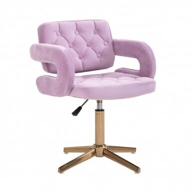 Professional beauty salon chair with stable base HR8403CROSS, lilac velor