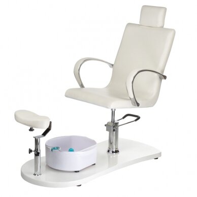 Profesionali hidraulinė pedikiūro kėdė su pakoju bei masažine vonele BR-2308, baltos spalvos