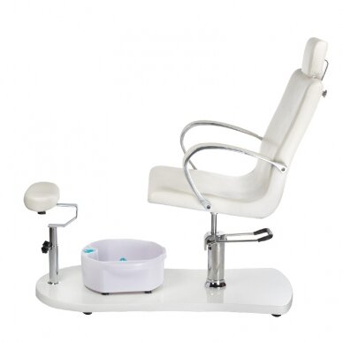 Professional hydraulic pedicure chair with footrest and massage tub BR-2308, white color 4