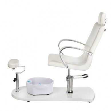 Profesionali hidraulinė pedikiūro kėdė su pakoju bei masažine vonele BR-2308, baltos spalvos 4