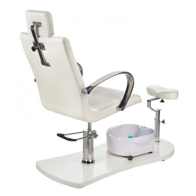 Profesionali hidraulinė pedikiūro kėdė su pakoju bei masažine vonele BR-2308, baltos spalvos 5