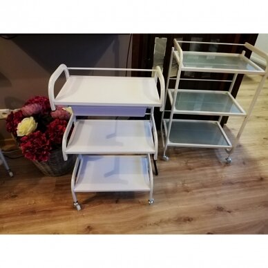 Cosmetic trolley with wooden shelves NG-ST026, white color 5