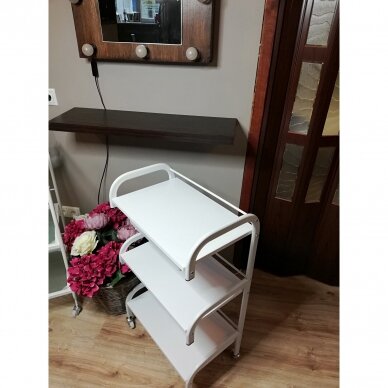 Cosmetic trolley with wooden shelves NG-ST026, white color 4