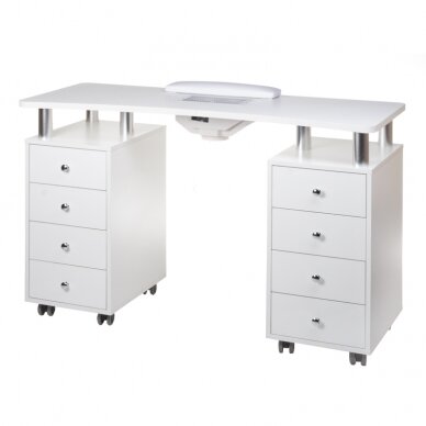 Professional manicure table with dust extractor BD-3425+P, white color